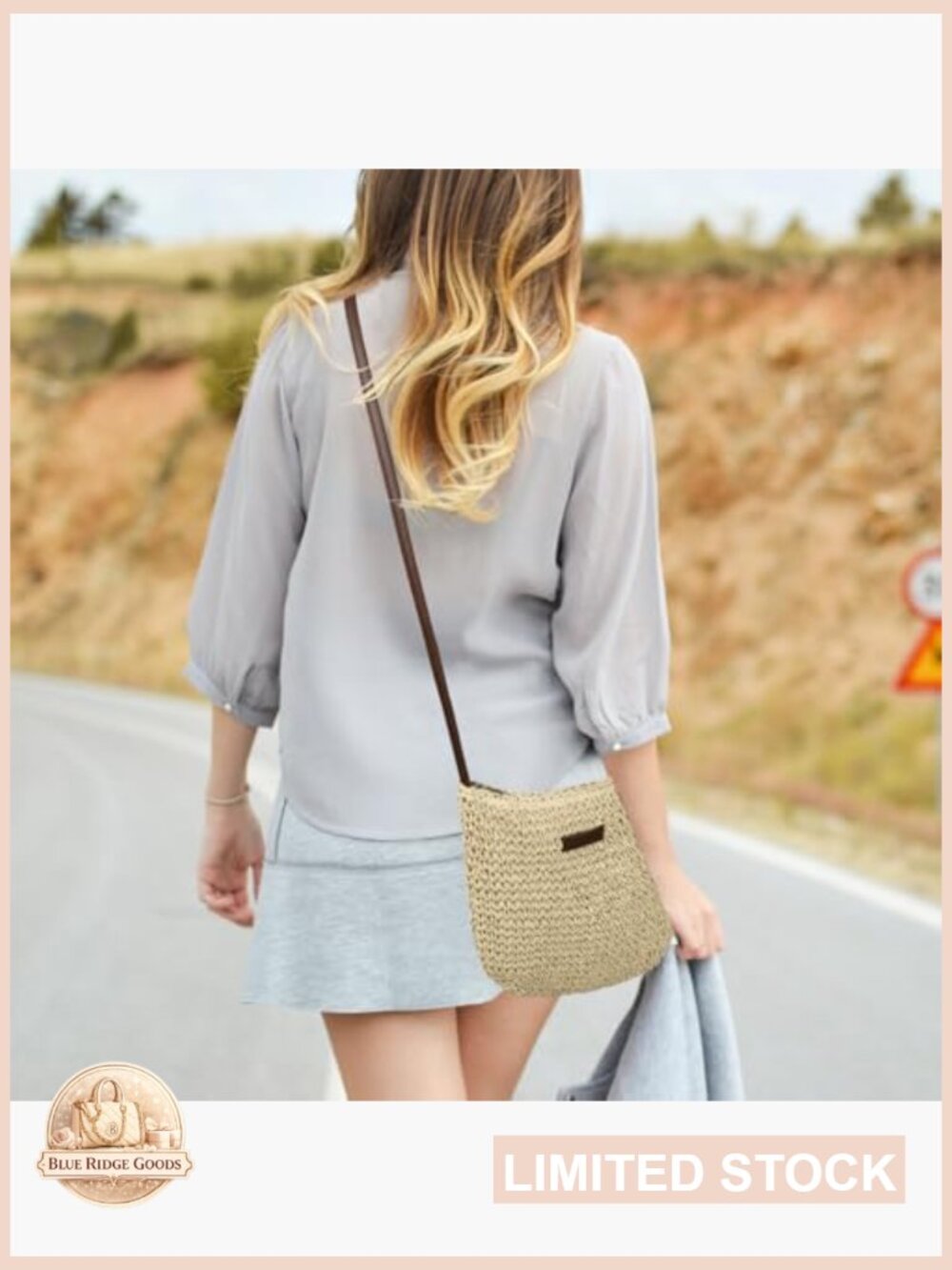 Handwoven Straw Crossbody Bag Natural Summer Beach Shoulder Purse - Picture 2 of 6